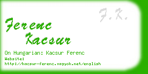 ferenc kacsur business card